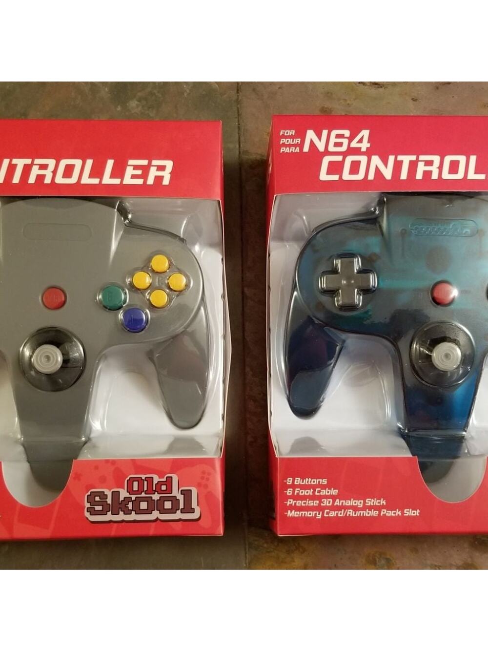 2 N64 Controllers - Grey & Ice Blue (NEW) - Nintendo - Nintendo64 - Old Skool